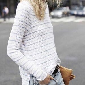 Free people oatmeal periwinkle turtleneck waffle long sleeve thermal top